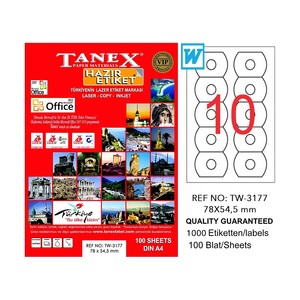 TANEX 3177 LASER CD ETİKETİ 78x54.5mm 10x100 ADET