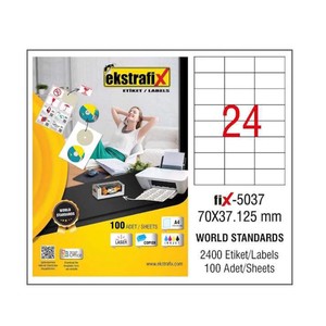  EKSTRAFİX 5037 LASER ETİKET 70x37mm 24x100 2400 ADET