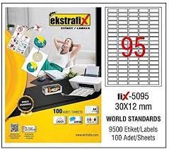  EKSTRAFİX 5095 LASER ETİKET 30x12mm 95x100 9500 ADET