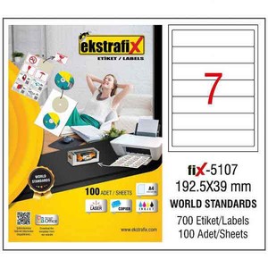  EKSTRAFİX 5107 LASER ETİKET 192x39mm 7x100 100 ADET