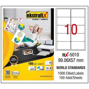 EKSTRAFİX 5010 LASER ETİKET 99.06x57mm 10x100 1000 ADET