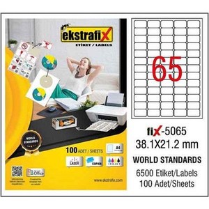  EKSTRAFİX 5065 LASER ETİKET 38x21mm 65x100 6500 ADET