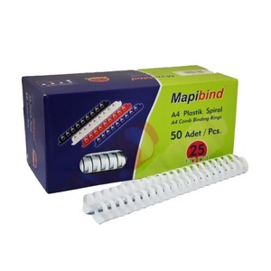 MAPİBİND PLASTİK SPİRAL 25mm BEYAZ 50Lİ