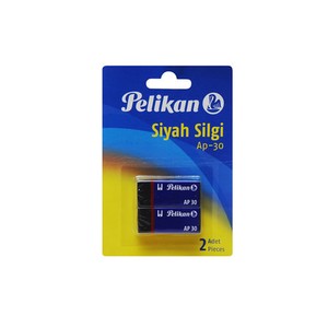  PELİKAN AP-30 SİYAH PLASTİK SİLGİ 2Lİ BLİSTER (622100)