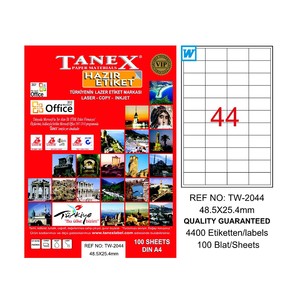 TANEX 2044 ŞEFFAF LASER ETİKET 49x25mm 44x25 1100 ADET