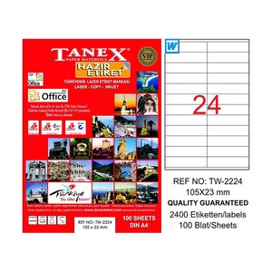 TANEX 2224 LASER ETİKET 105x23mm 24x100 2400 ADET