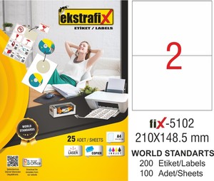 EKSTRAFİX 5102 LASER ETİKET 210x148mm 2x100 200 ADET