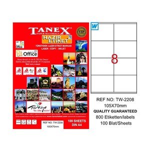 TANEX 2208 LASER ETİKET 105x70mm 8x100 800 ADET