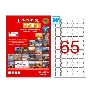 TANEX 2065 ŞEFFAF LASER ETİKET 38x21mm65x25 1625 ADET