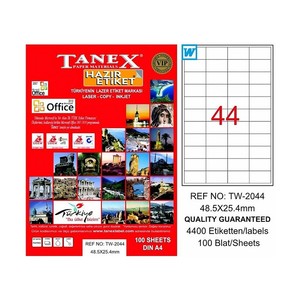 TANEX 2044 LASER ETİKET 48x25mm 44x100 4400 ADET
