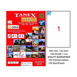 TANEX 2001 LASER ETİKET 199x289mm 1x100 100 ADET