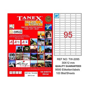  TANEX 2095 LASER ETİKET 30x12mm 95x100 9500 ADET