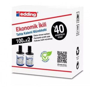 EDDİNG 1199 TAHTA KALEM MÜREKKEBİ SİYAH 100ml 2Lİ