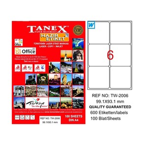  TANEX 2006 LASER ETİKET 99x93mm 6x100 600 ADET