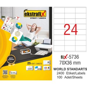  EKSTRAFİX 5736 LASER ETİKET 70x36mm 24x100 2400 ADET