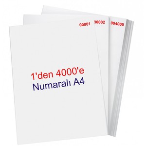NUMARALI FOTOKOPİ KAĞIDI A4 (1-4000) 80gr