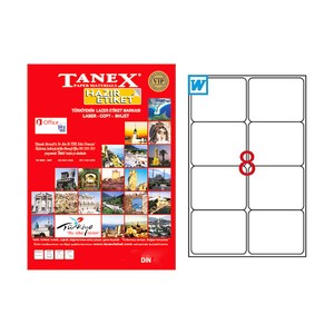 TANEX 2008 ŞEFFAF LASER ETİKET 99x67mm 8x25 200 ADET