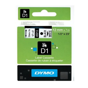 DYMO D1 45013 YEDEK ŞERİT 12mmx7m BEYAZ-SİYAH
