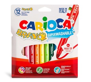 CARİOCA 42755 BRAVO JUMBO YIKANABİLİR KEÇELİ KALEM 12 RENK