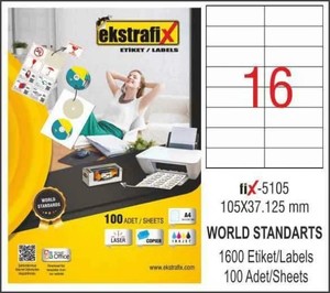  EKSTRAFİX 5105 LASER ETİKET 105x37.125mm16x100 1600 ADET