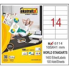 EKSTRAFİX 5114 LASER ETİKET 105x41mm 14x100 1400 ADET