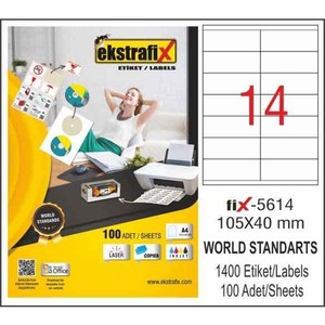  EKSTRAFİX 5614 LASER ETİKET 105x40mm 14x100 1400 ADET