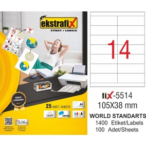  EKSTRAFİX 5514 LASER ETİKET 105x38mm 14x100 1400 ADET