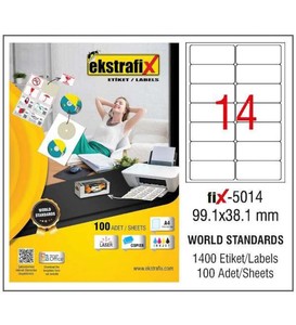 EKSTRAFİX 5014 LASER ETİKET 99x38mm 14x100 1400 ADET