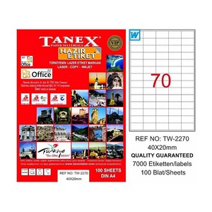  TANEX 2270 LASER ETİKET 40x20mm 70x100 7000 ADET