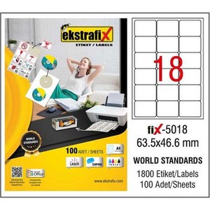  EKSTRAFİX 5018 LASER ETİKET 63x46mm 18x100 1800 ADET